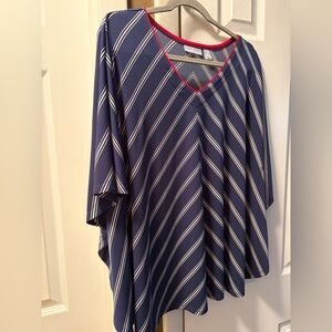 Susan Graver Navy Striped Women's Top